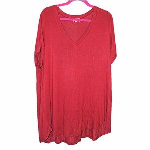 Vibrant Amaryllis Red V-Neck S/S Hi-Low Tunic Tee Size 1X NWOT
